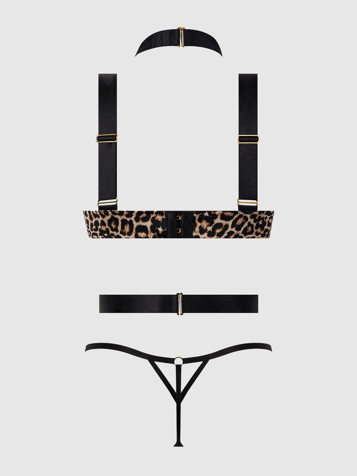 Devon Strappy Push Up Bra, Harness & G-String Set from Love It Curvy