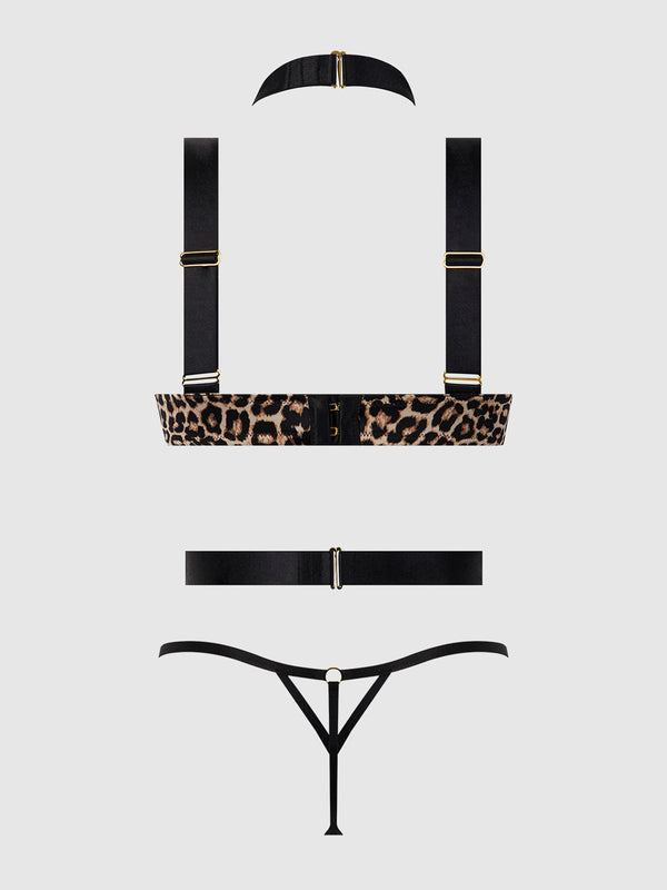 Devon Strappy Push Up Bra, Harness & G-String Set from Love It Curvy