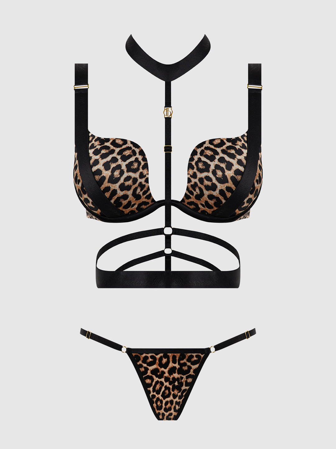 Devon Strappy Push Up Bra, Harness &amp; G-String Set from Love It Curvy