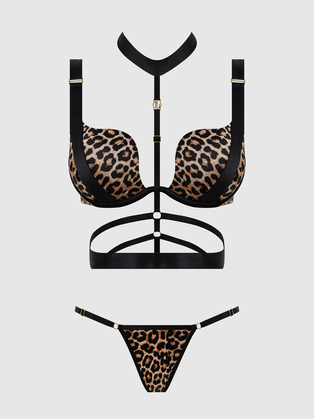 Devon Strappy Push Up Bra, Harness & G-String Set from Love It Curvy