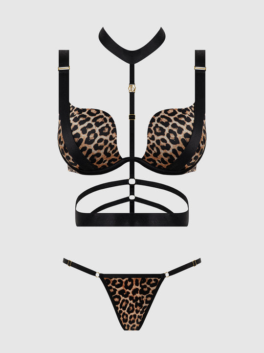 Devon Strappy Push Up Bra, Harness & G-String Set from Love It Curvy