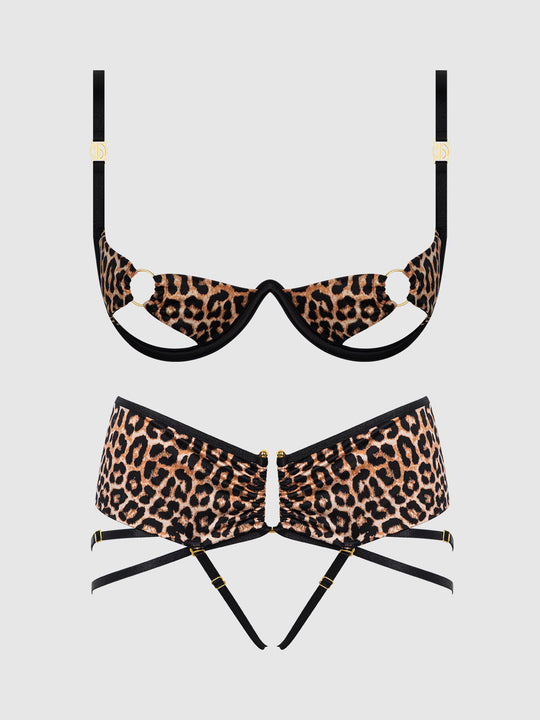 Devon Micro & O-Ring Open Bra & Crotchless Thong Set from Love It Curvy