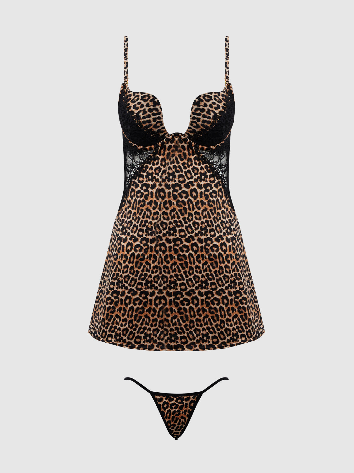 Devon Silky Satin Swirl Plunge Push Up Babydoll Set from Love It Curvy
