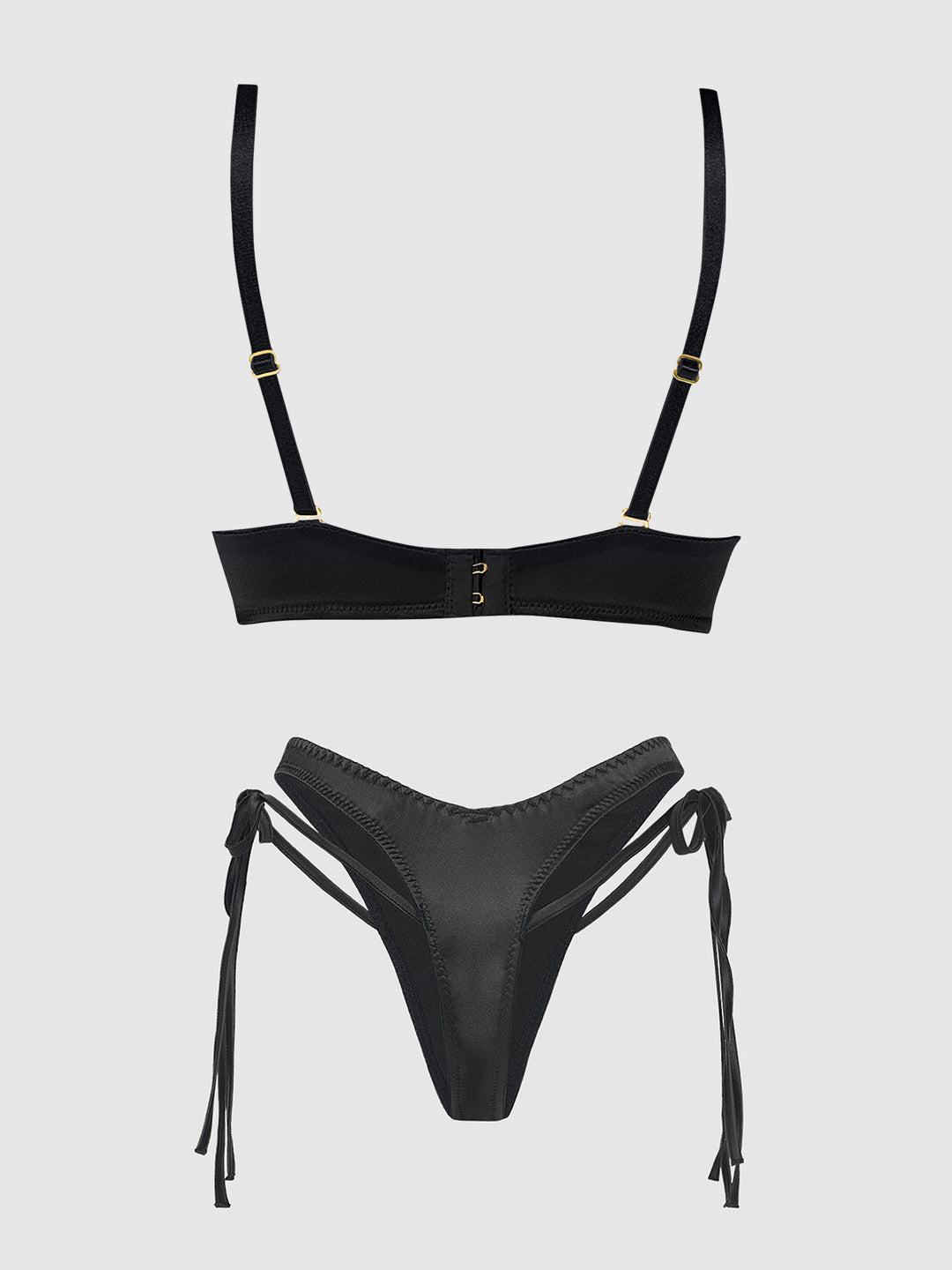 Brigeta Satin Plunge Push Up Bra &amp; Tie Side Tanga Set from Love It Curvy