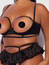 Brigeta Satin Open Cup Bra & Skirted Thong Set from Love It Curvy