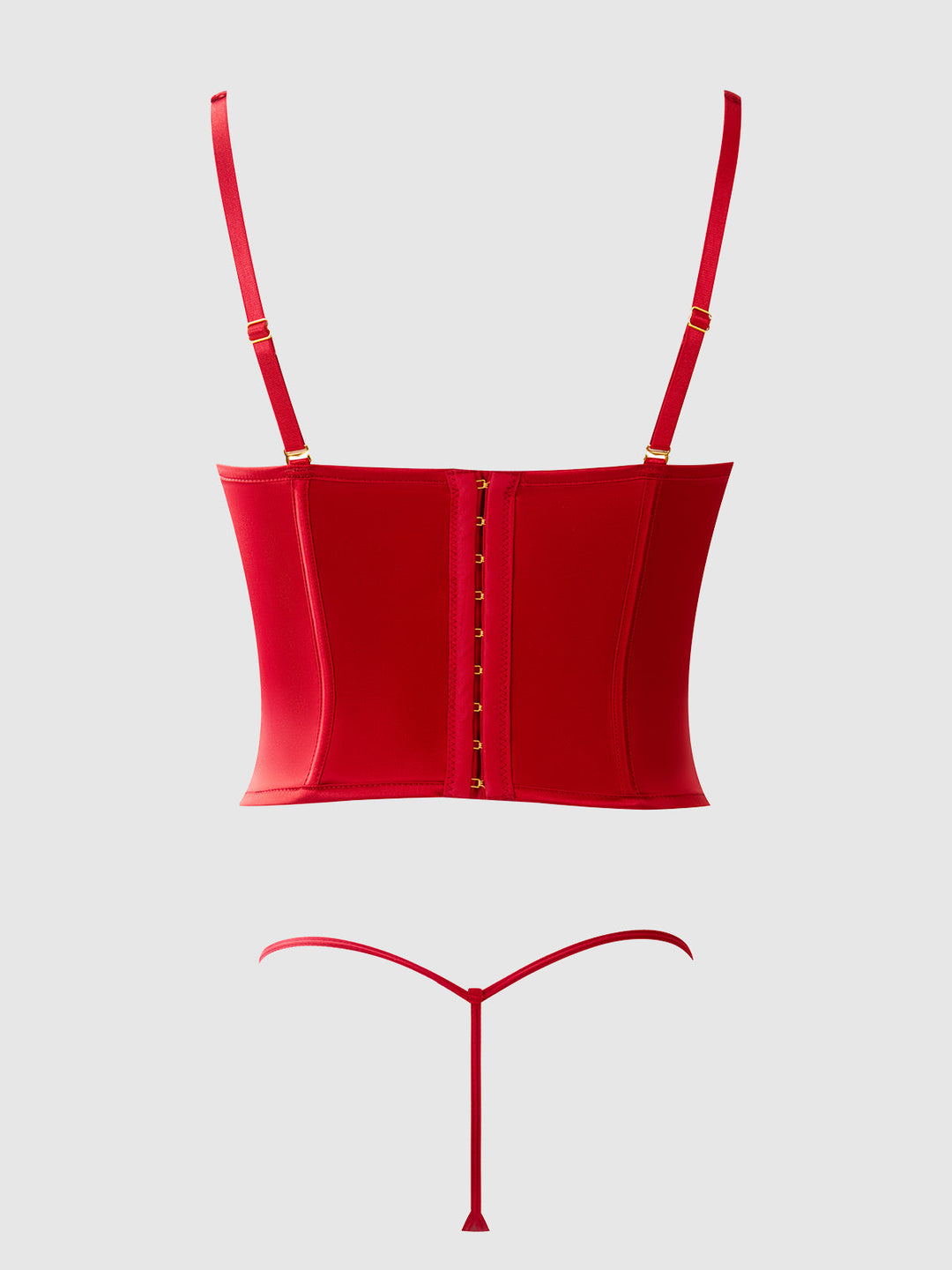 Brigeta Satin Plunge Push Up Bustier &amp; G-String Set from Love It Curvy