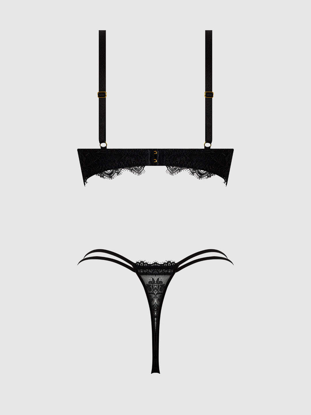 Jocelyn Lace &amp; Satin Push Up Bra Strapy Thong Set from Love It Curvy