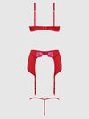 Jocelyn Lace & Satin Bra, Skirt & Crotchless G-String Set from Love It Curvy