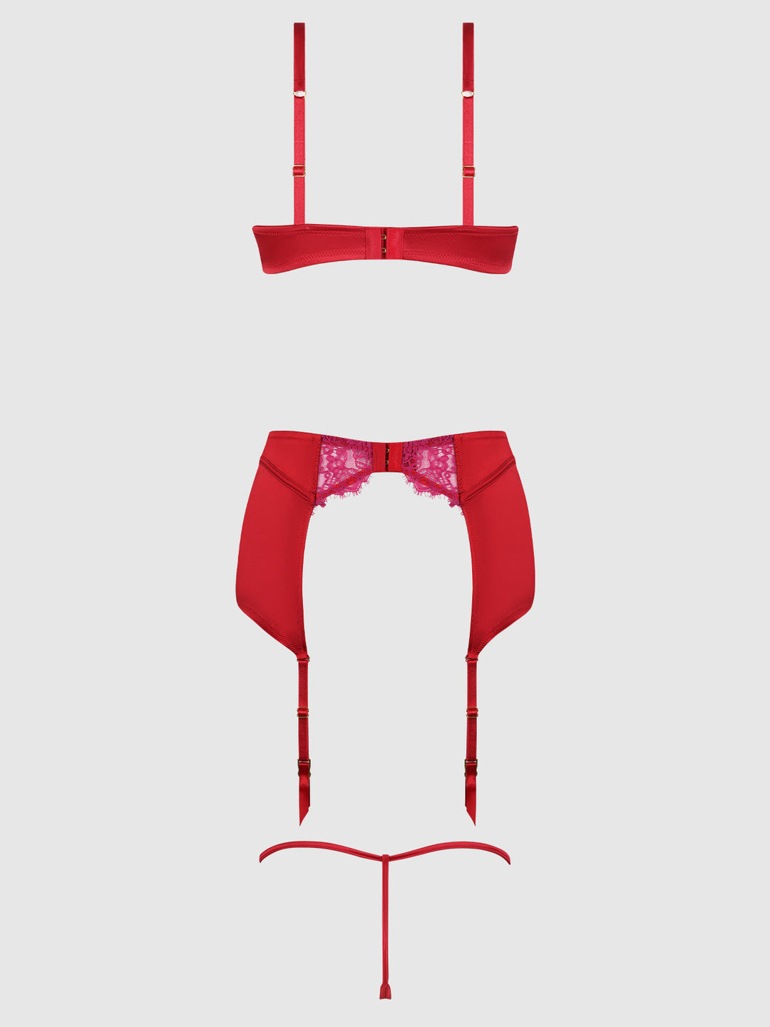 Jocelyn Lace &amp; Satin Bra, Skirt &amp; Crotchless G-String Set from Love It Curvy