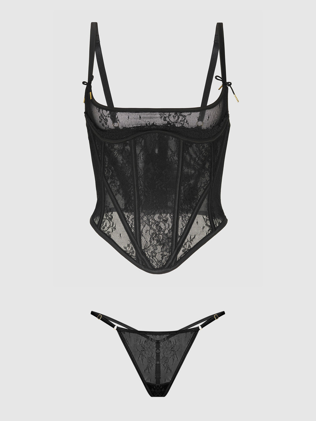 Jocelyn Lace Underewire Bustier & G-String Set from Love It Curvy