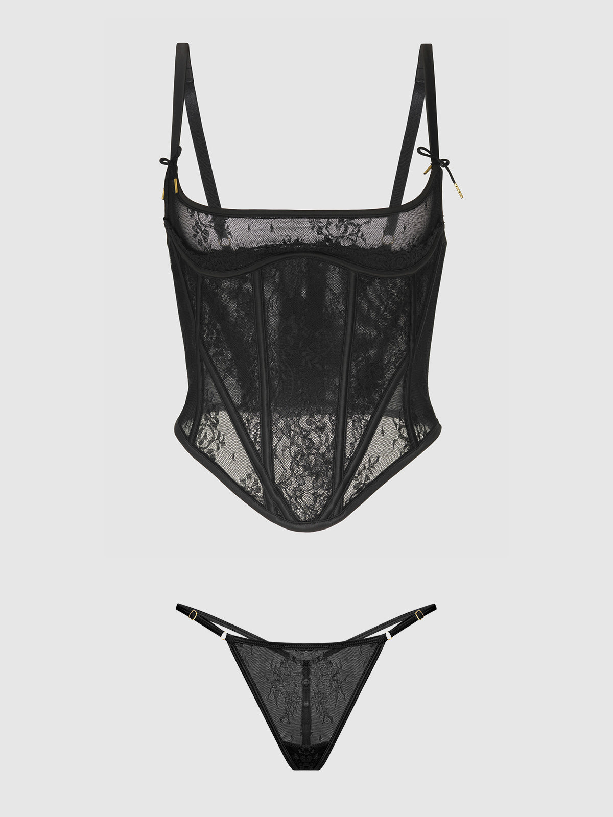 Jocelyn Lace Underewire Bustier & G-String Set from Love It Curvy
