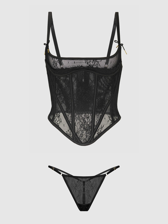 Jocelyn Lace Underewire Bustier & G-String Set from Love It Curvy