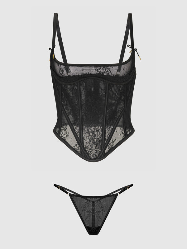 Jocelyn Lace Underewire Bustier & G-String Set from Love It Curvy