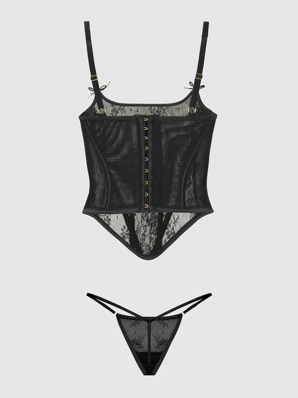 Jocelyn Lace Underewire Bustier & G-String Set from Love It Curvy