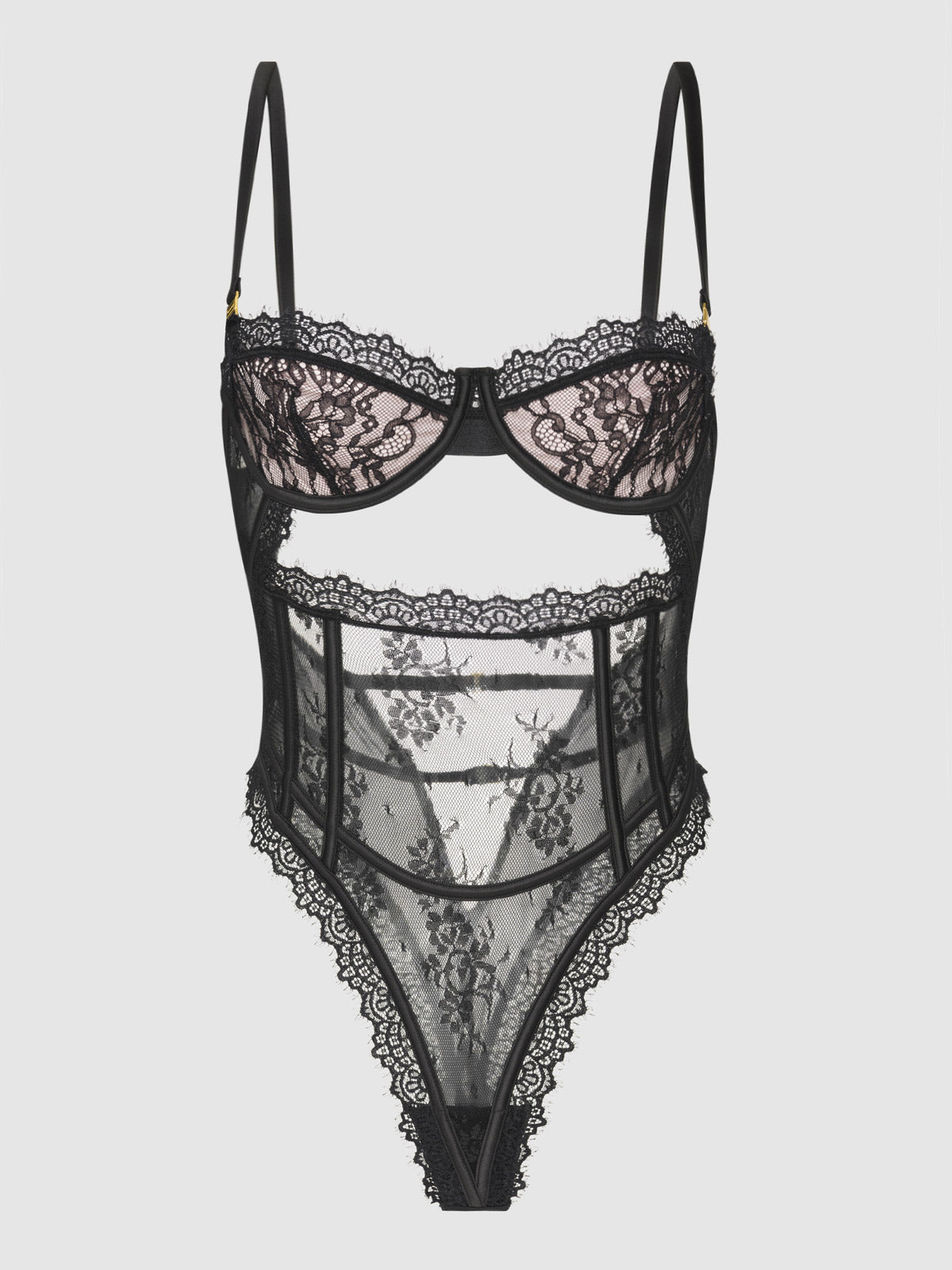 Jocelyn Satin & Lace Underwire Teddy | Love It Curvy Secondary image