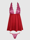 Jocelyn Lace & Satin Drop Off Babydoll & G-String Set from Love It Curvy