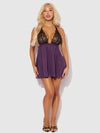 Jocelyn Lace & Satin Drop Off Babydoll & G-String Set from Love It Curvy