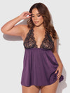 Jocelyn Lace & Satin Drop Off Babydoll & G-String Set from Love It Curvy