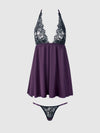 Jocelyn Lace & Satin Drop Off Babydoll & G-String Set from Love It Curvy
