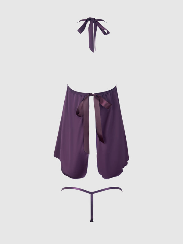 Jocelyn Lace & Satin Drop Off Babydoll & G-String Set from Love It Curvy