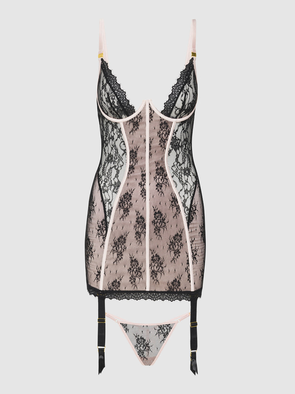 Jocelyn Lace & Satin Chemise & G-String Set from Love It Curvy