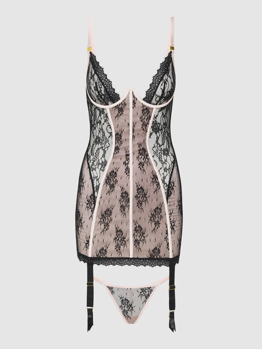 Jocelyn Lace & Satin Chemise & G-String Set from Love It Curvy