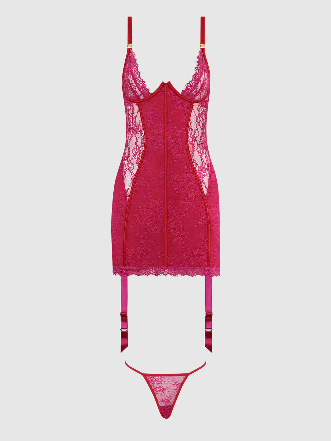 Jocelyn Lace &amp; Satin Chemise &amp; G-String Set | Love It Curvy