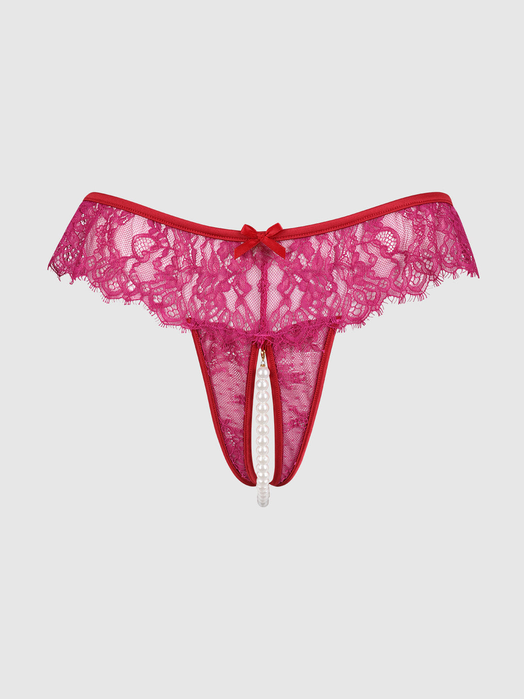 Jocelyn Lace &amp; Pearl Crotchless Thong from Love It Curvy