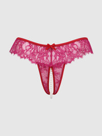 Love It Curvy Jocelyn Lace & Pearl Crotchless Thong