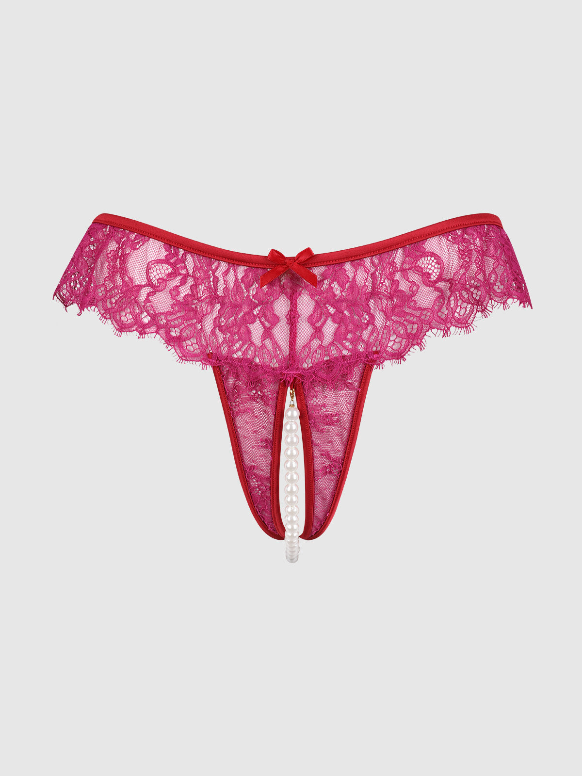 Jocelyn Lace & Pearl Crotchless Thong from Love It Curvy