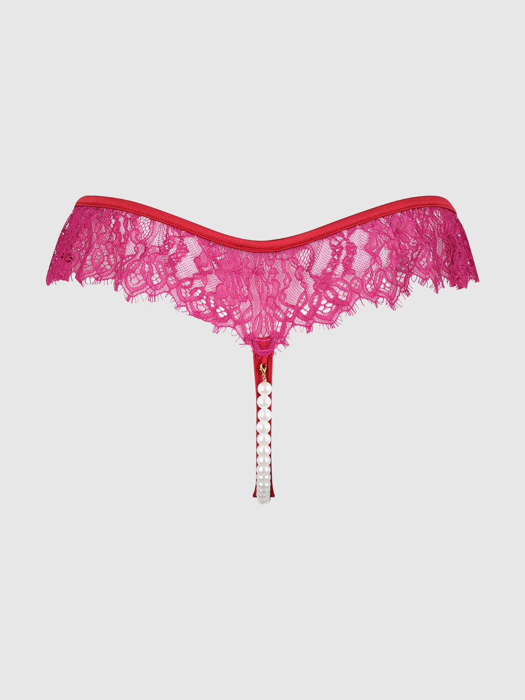 Jocelyn Lace &amp; Pearl Crotchless Thong | Love It Curvy