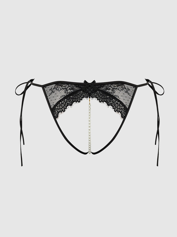Jocelyn Lace & Pearl Crotchless Tie Side Bikini from Love It Curvy