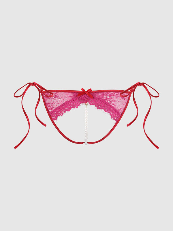 Jocelyn Lace & Pearl Crotchless Tie Side Bikini from Love It Curvy