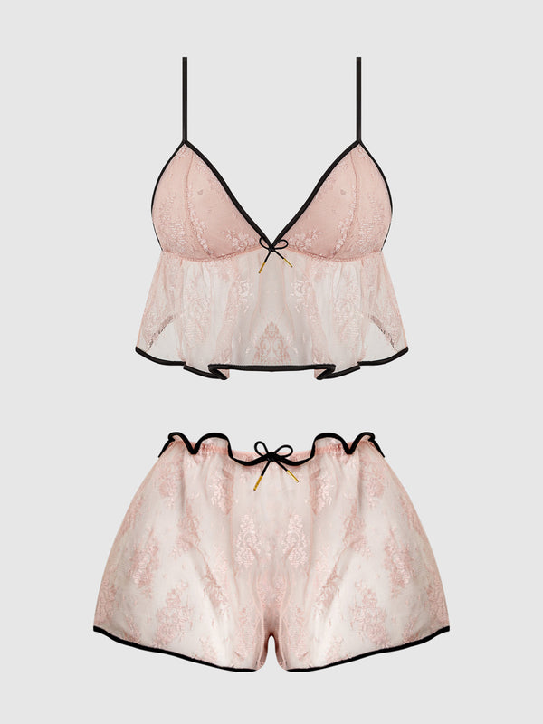 Jocelyn Satin & Lace Trim Cami & Short Set from Love It Curvy