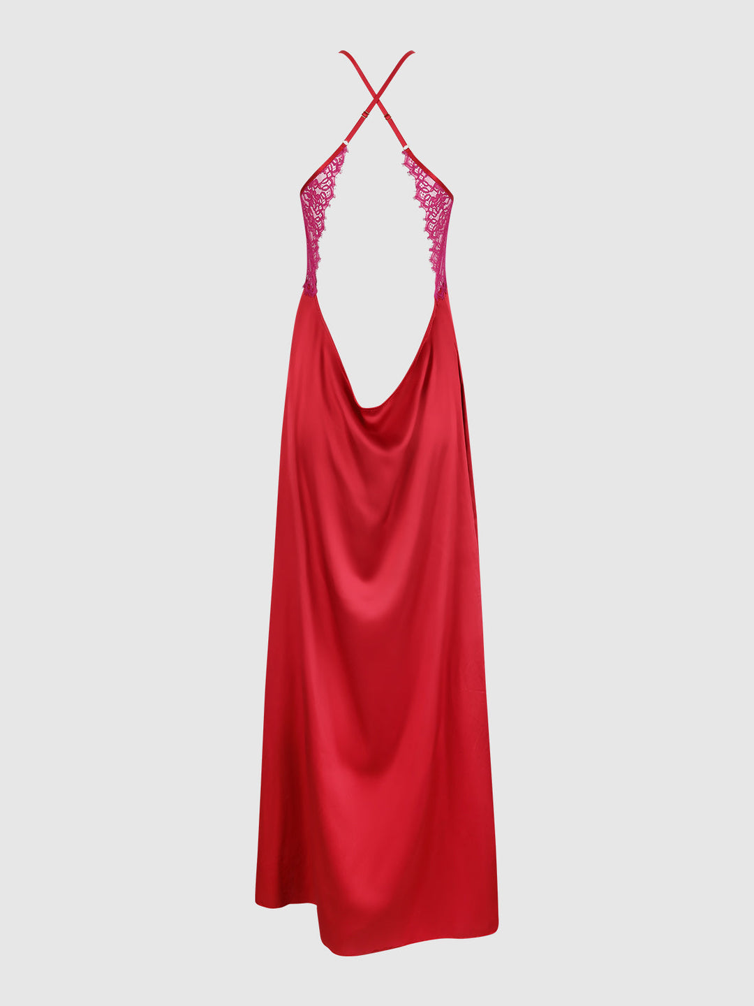 Jocelyn Satin &amp; Lace Long High Slit Gown | Love It Curvy