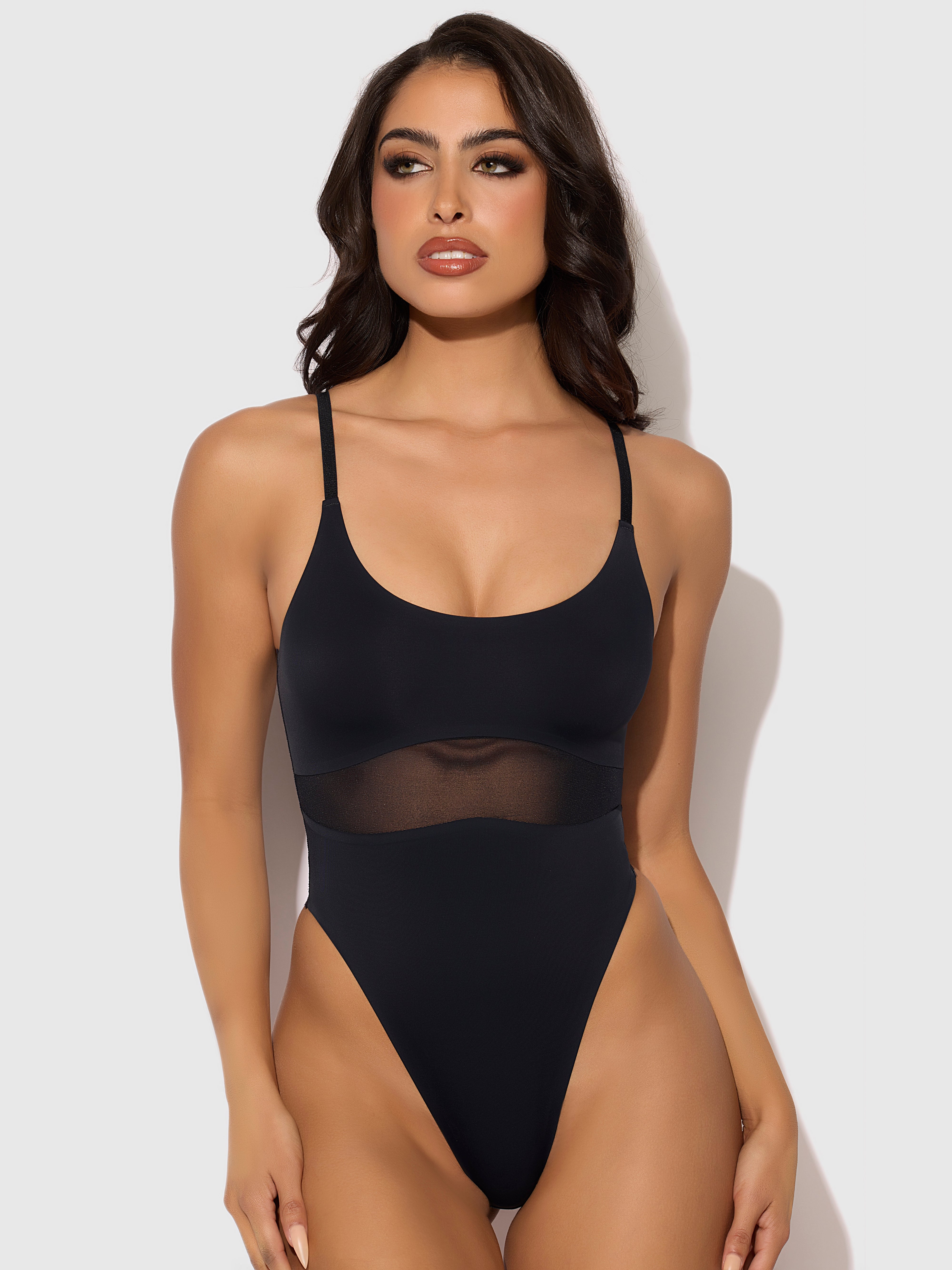 Katrina Micro & Mesh High Hip Shaping Bodysuit from Love It Curvy