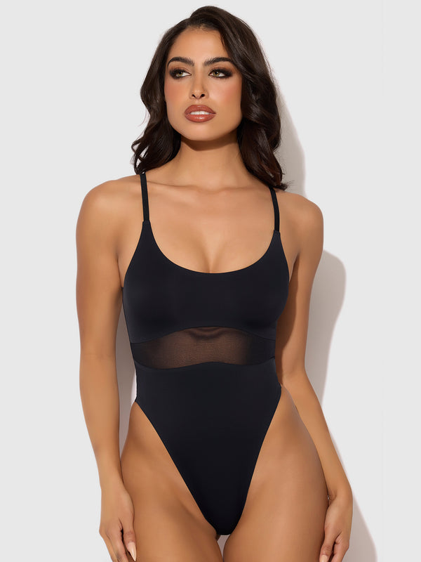 Katrina Micro & Mesh High Hip Shaping Bodysuit from Love It Curvy