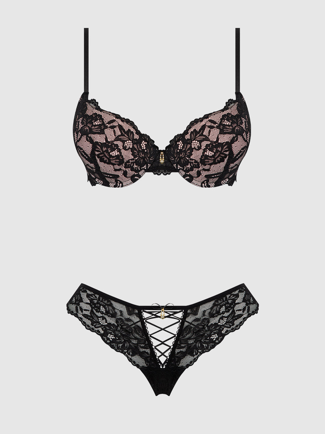 Savannah Lace Push Up Plunge Bra &amp; Tanga Set from Love It Curvy
