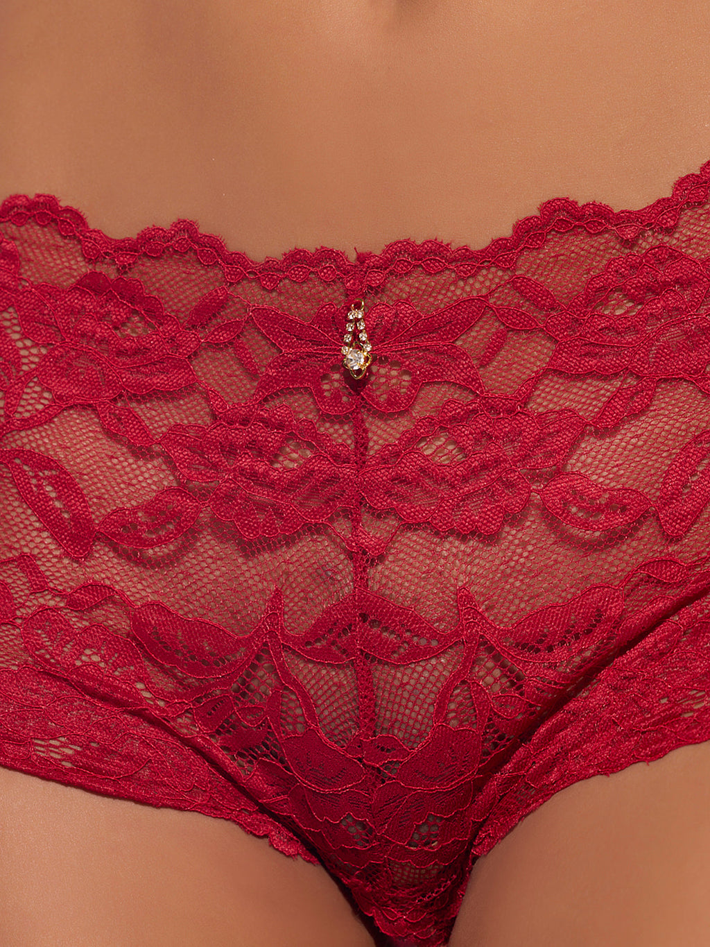Bella Lace Crotchless Cheeky from Love It Curvy