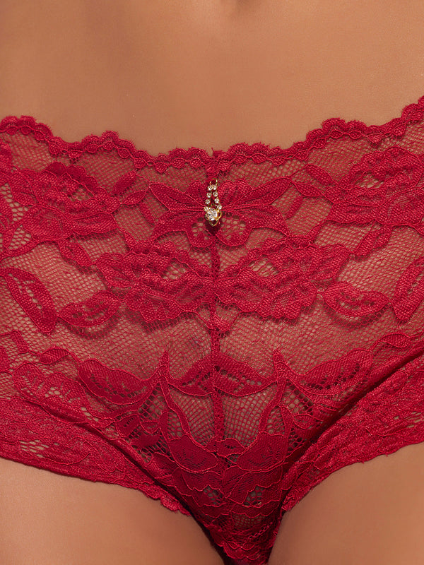 Bella Lace Crotchless Cheeky from Love It Curvy