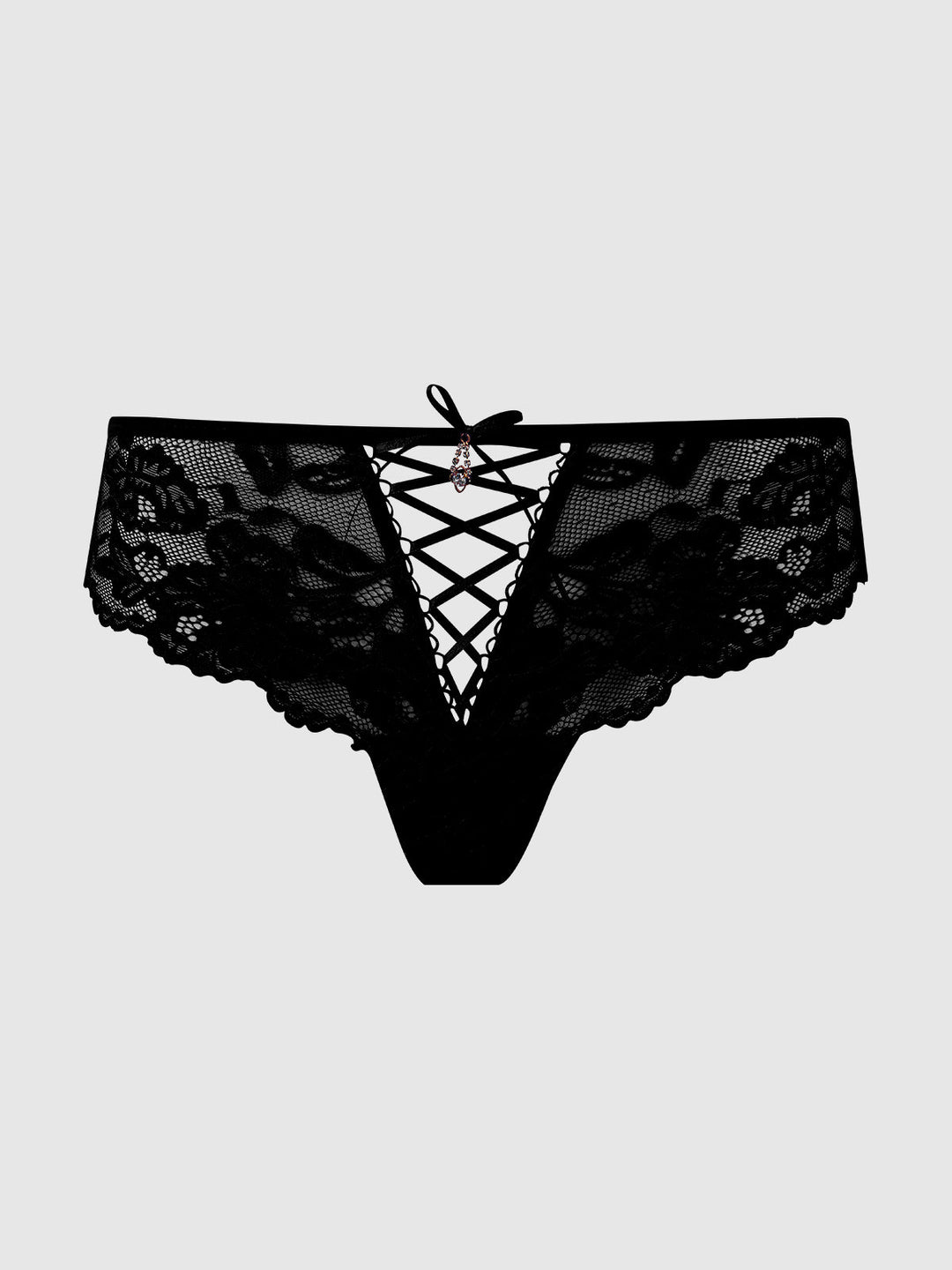 Bella Lace Up Front Lace Tanga from Love It Curvy
