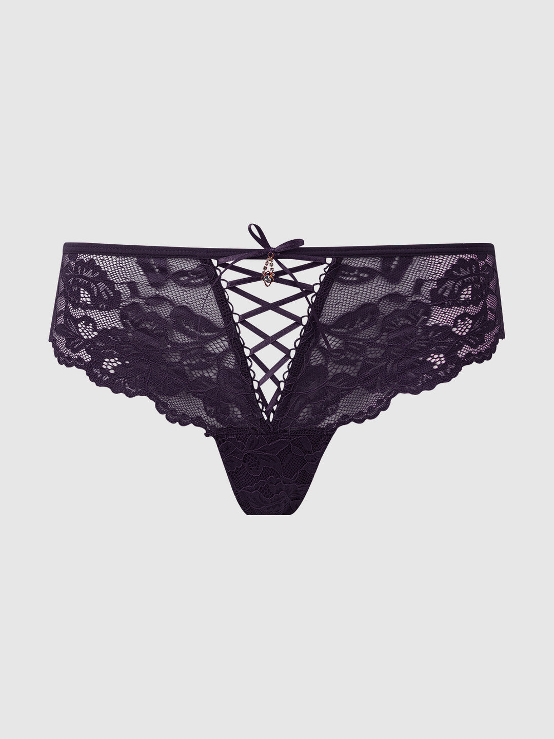 Bella Lace Up Front Lace Tanga from Love It Curvy