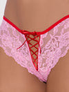 Bella Lace Up Front Lace Crotchless Tanga | Love It Curvy