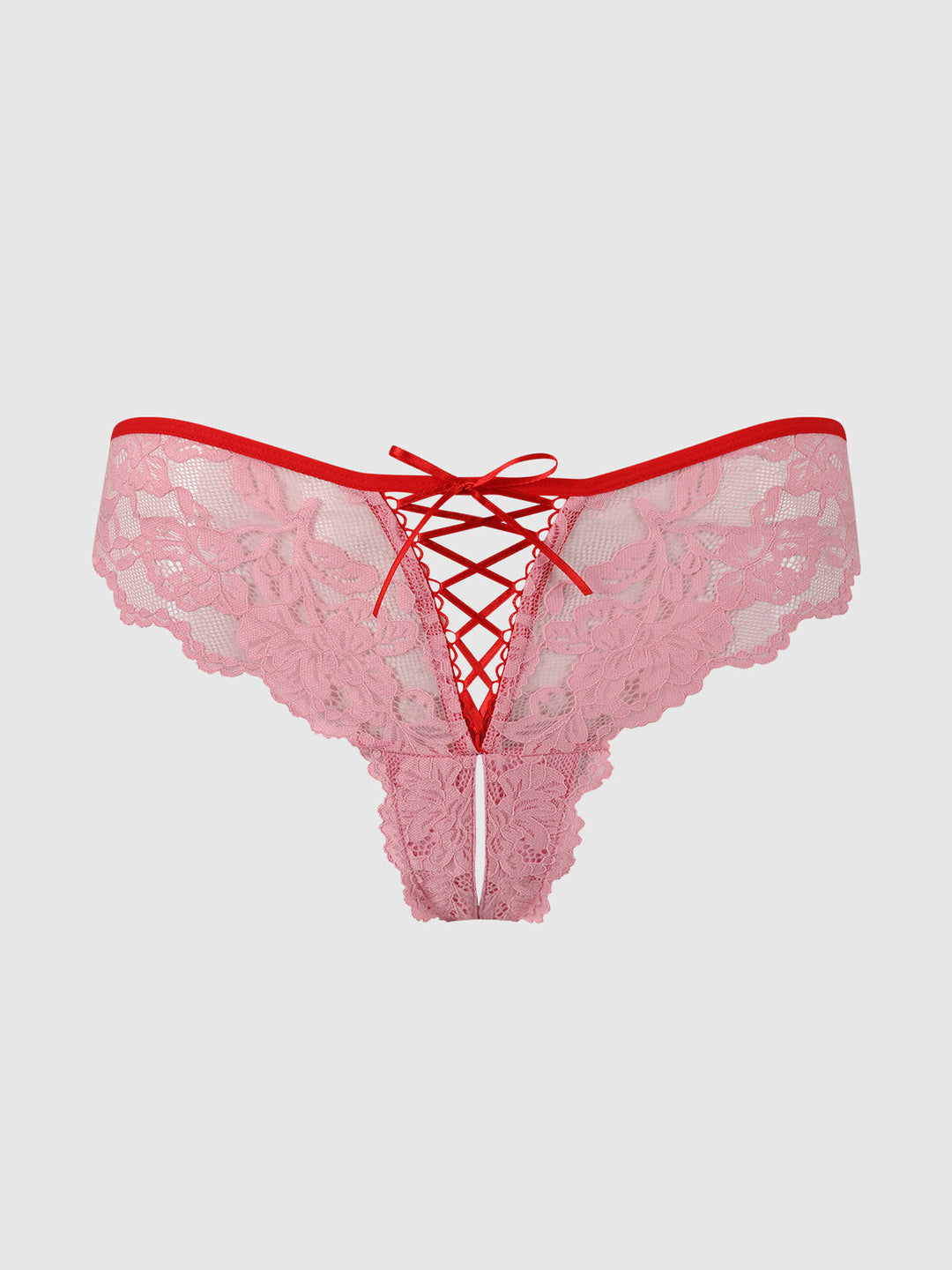 Bella Lace Up Front Lace Crotchless Tanga | Love It Curvy