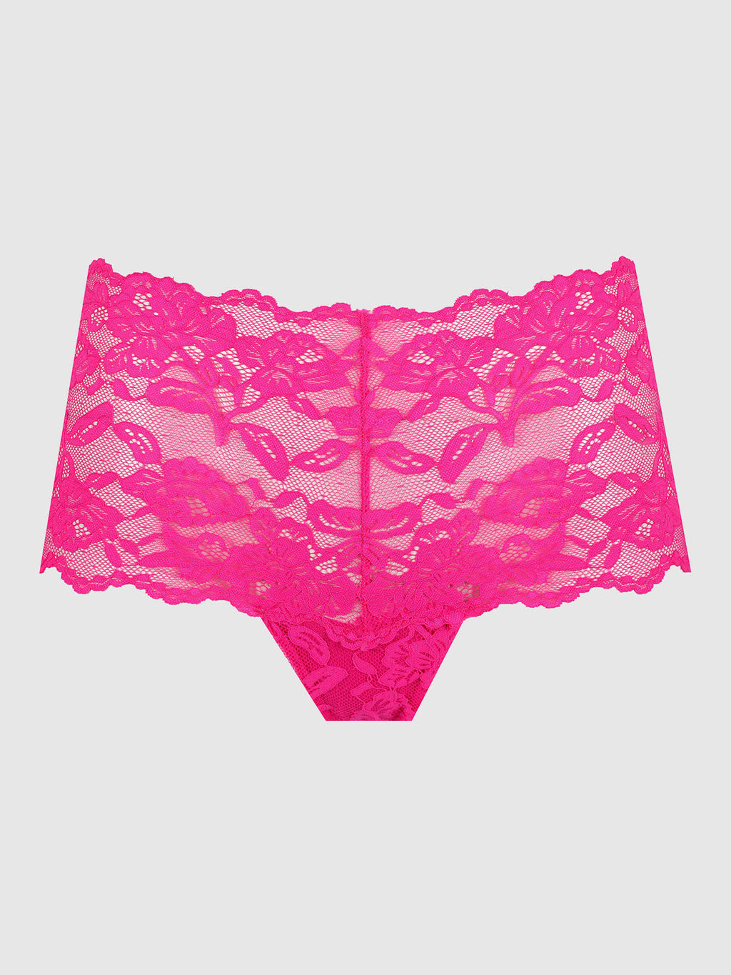 Bella Lace Cheeky Panty in Pink Dragon, product-only front view.