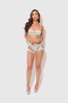 Zoe Oil Slick Bandeau Bra, Wrap Garter & Tanga Set from Love It Curvy