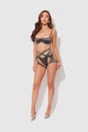 Zoe Oil Slick Bandeau Bra, Wrap Garter & Tanga Set from Love It Curvy