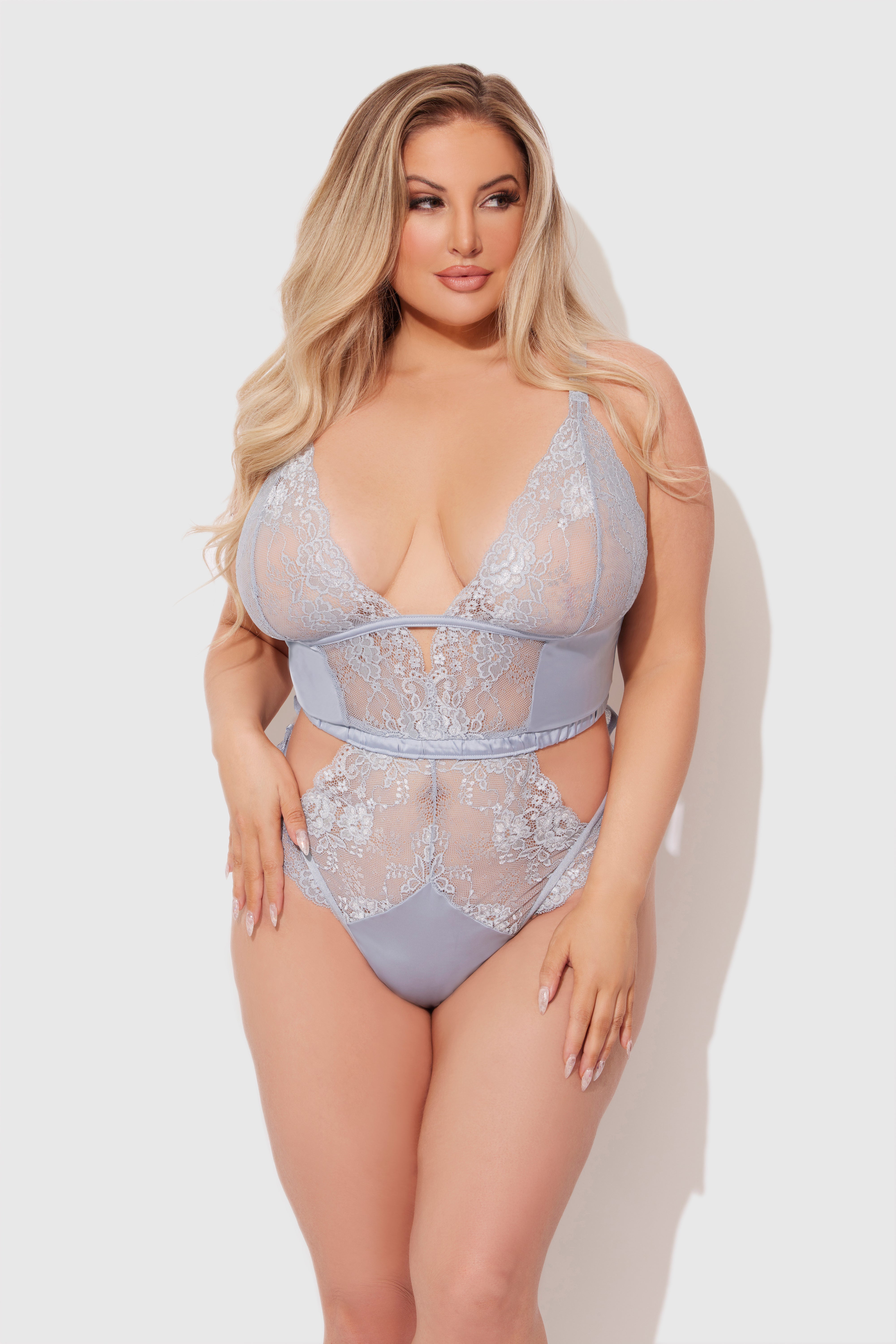 Sienna Satin & Lace Wireless Teddy from Love It Curvy