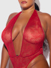 Kiki Lace Plunge Halter Teddy from Love It Curvy