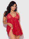 Kiki Lace & Faux Leather Drop Off Babydoll Set from Love It Curvy